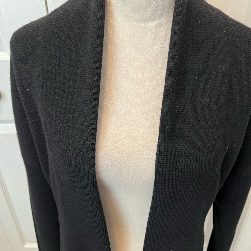 Theory size M 100% woolWomen's Black Open Front Sweater - Picture 5 of 15